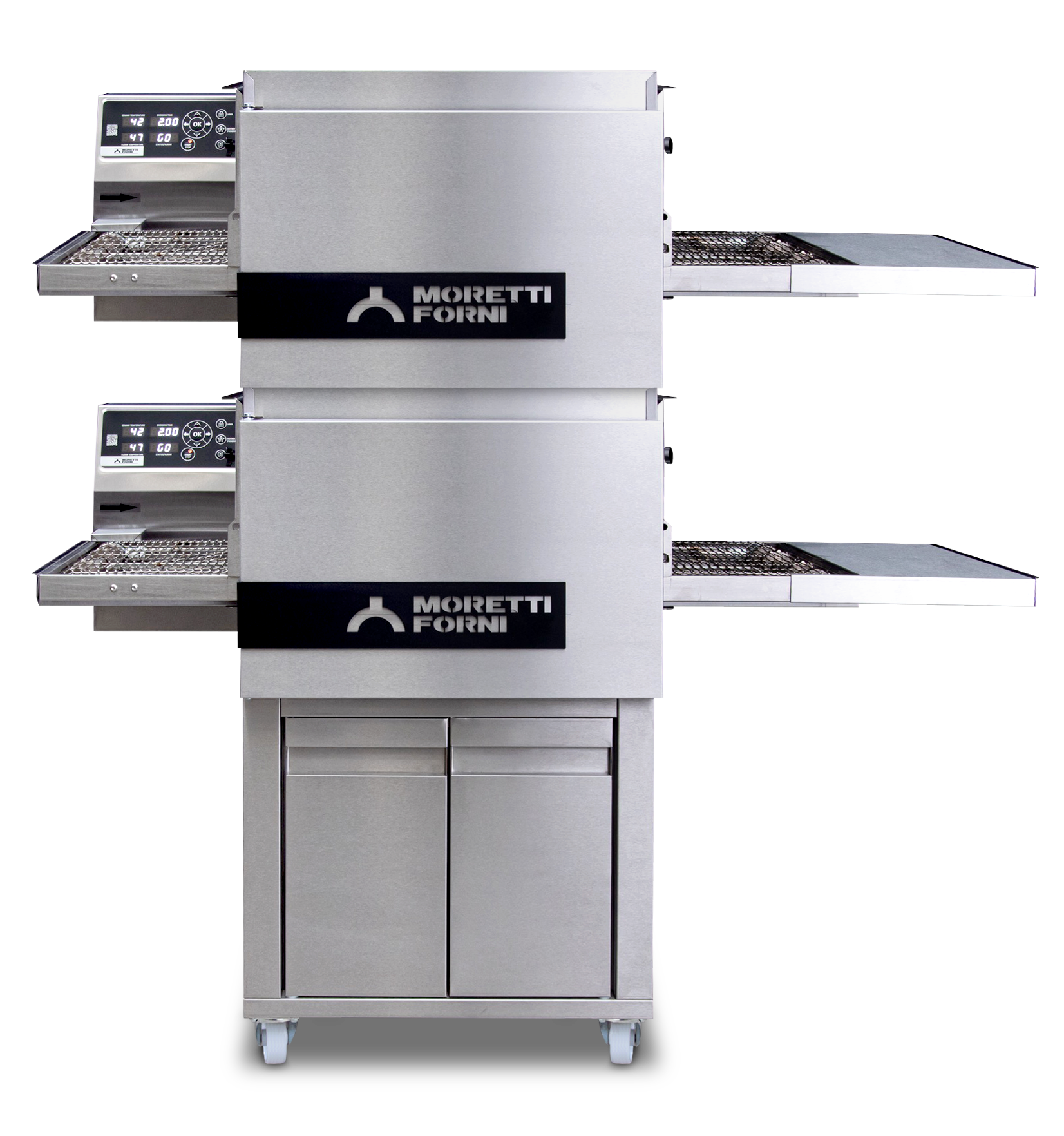 T64 – Double Deck Electric Bench-Top Conveyor Oven on Stand
