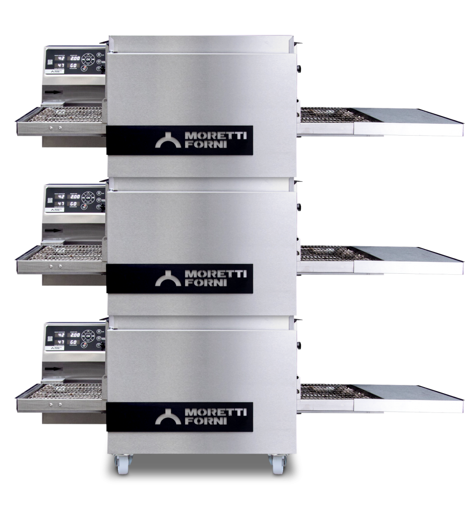 T64 – Triple Deck Electric Bench-Top Conveyor Oven on Stand